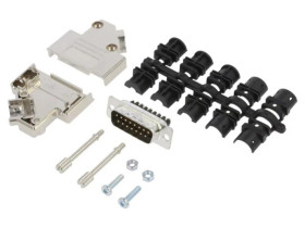 D-Sub męskie kątowe 45 zacisk śrubowy na przewód -PIN 15 L17D45PK-M-15+L717DA15PST