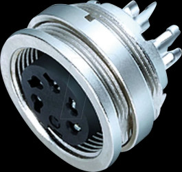 09 0308 00 03 Flange socket M16, series 680, 3-pin, unshielded, solder, IP40