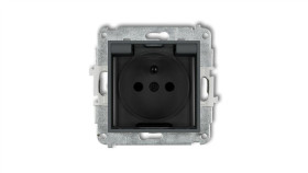 Mini Gniazdo Bryzgoszczelne Z/U Ip44 Z Przesłonami Klapka Dymna Grafitowy Mat...