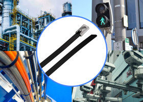 TRU COMPONENTS TC-12656668 Opaski kablowe stalowe 290 mm 4.6 mm AISI 316 z osłoną 10 szt.