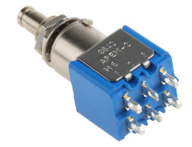 Przycisk miniaturowy Chwilowy DPDT średnica wycięcia 6.5mm, montaż panelowy APEM