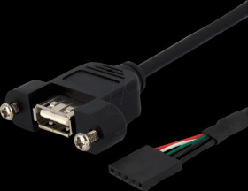 USBPNLAFHD1 USB 2.0 Cable, USB-A Socket to USB 4-Pin Header, 30 cm