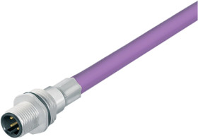 Panel plug, M12, 2 pole, cable connection, screw locking, straight, 70 4433 246 04