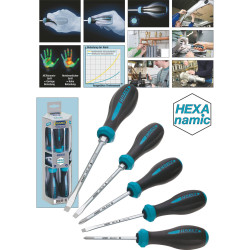 Hazet 802/5 HEXAnamic Screwdriver Set 5-Piece Slot/Philips Anti-Slip Grips