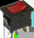 Rocker switch, black, 1 pole, On-Off, off switch, 10 A/250 VAC, 16 A/125 VAC, unlit, printed, DA102J12S215PQF
