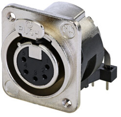 XLR panel socket, 5 pole, silver-plated, zinc die casting, NC5FDM3-H-1