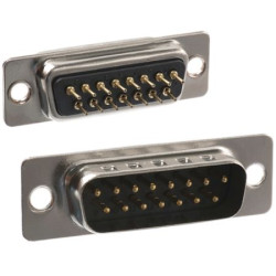 Złącze D-Sub 15-pinowe Męski Kątowe Montaż na panelu