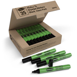 Show-me SDP35 Class Pack 35 Medium Tip Slim Barrel Drywipe Markers - Blk