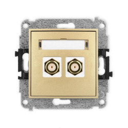 ICON Mechanizm gniazda antenowego podwójnego typu F (SAT) pozłacany złoty 29IGF-2.1