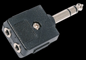 6.3 stereo jack plug to 2x stereo jack connector.