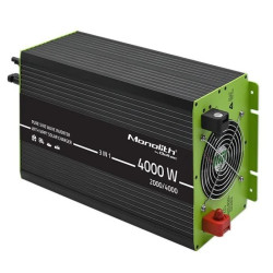 Qoltec Przetwornica solarna Monolith 3w1 z funkcją ładowania AC MPPT UPS ATS 2000W 4000W 12V na 230V Czysty Sinus