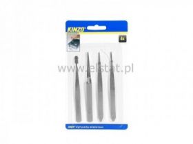 Zestaw pęset precyzyjnych kpl.4szt KINZO.