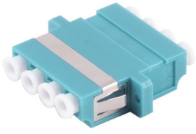 Fiber optic connector, LC socket to LC socket, OM3, multimode, ceramic, turquoise, BS07-60042