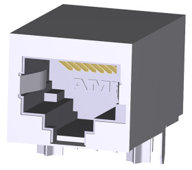 Złącze RJ45 Żeński Złącze RJ45 Montaż na płytce drukowanej Cat3 TE Connectivity, 90° 8-żyłowe
