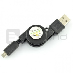 Przewód microUSB B - A zwijany - 0,75 m - czarny