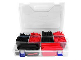 Rurka termokurczliwa zestaw (520szt) czarno/czerwone.