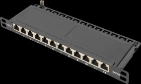 DN-91612S-SL-EA Patch panel, Cat.6a, 0.5U, 12 port, shielded, black