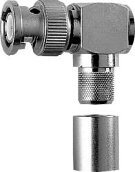 BNC plug 50 Ω, RG-213/U, solder/crimp connection, angled, 100023326