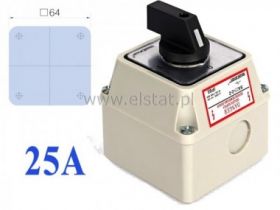 Wyłącznik 25A, 3tory ( 0-1 ) (64x64mm) obudowa