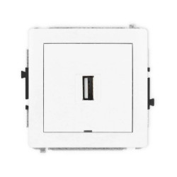 DECO Mechanizm gniazda pojedynczego USB A-A 2.0, bez pola opisowego, biały mat 25DGUSBBO-1