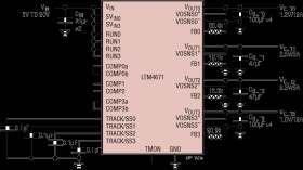 Quad DC/DC µModule Regulator with Configurable Dual 12A, Dual 5A Output Array