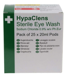 Butelka z płynem do płukania oczu Przenośne rozmiar: 25 x 20 ml RS PRO Umywalki do przemywania oczu zawiera: Pojemnik