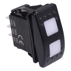 White illuminated (On)-Off-(On) Momentary Automotive Rocker Switch DPDT 10A 12-24V