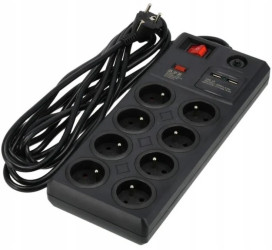 Przedłużacz listwa zasilająca 10 gniazd 2xUSB z wyłącznikiem 5m Schmith
