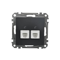 Gniazdo telefoniczne podwójne RJ11, czarny antracyt, Sedna Design i Elements SDD114492