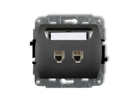 TREND Gniazdo telefoniczne podwójne 2xRJ11 4-stykowy grafitowy 11GT-2 KARLIK