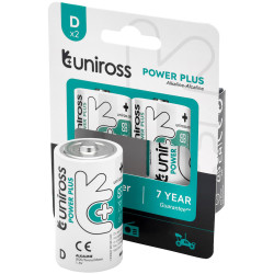 Uniross 21616 LR20 D Power Plus Alkaline Batteries (Pack of 2)