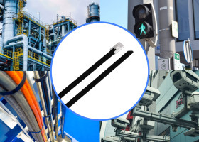 TRU COMPONENTS TC-12647604 Opaski kablowe stalowe 840 mm 4.6 mm AISI 304 z osłoną 100 szt.