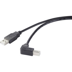 Renkforce RF-4613068 USB cable USB-A to USB-B Black 0.50 m 90 degree down