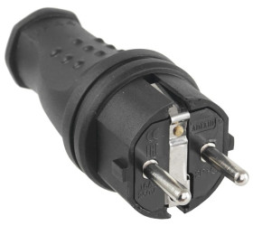 Wtyczka gumowa 16A 230V IP44 czarna AEI602277