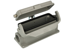 Obudowa złącza; Han B; 19300242296; 24B; metal; na przewód; na panel; z 1 klamrą; wyjście na dławnicę M25; z pokrywą; 2 boczne w