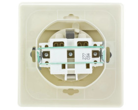 AKCENT Gniazdo bryzgoszczelne z/u Schuko IP44 klapka przezroczysta beżowe GPH-1AS/01/d