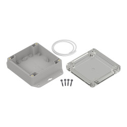 Obudowa ogólnego użytku Poliwęglan szerokość zew. 105mm długość zew. 105mm wys. zew. 45,1mm RS PRO IP67 Jasnoszary