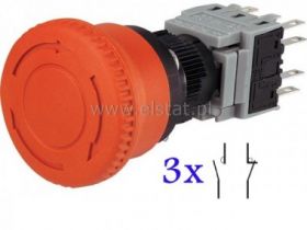 Przycisk LAS1-BY-33TSB bezpieczeństwa 16mm 6 torów