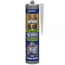 Klej uniwersalny montażowy GEPARD GLUE super szybki, cienka spoina, biały Kartusz 290ml