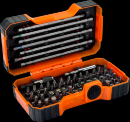 Bit kit, different sizes, Phillips/Pozidriv/slotted/hexagon/TORX Tamper/Robertson, 59/S54BC