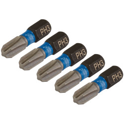 Draper Expert 04936 Cross Slot/PH Imp S/Driver Bits No3x25mm 1/4&quot; Hex 5Pc