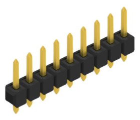 Pin header, 9 pole, pitch 2.54 mm, straight, black, 10053791