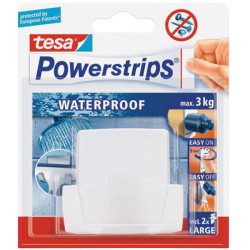 tesa&#xAE; 59704 White Waterproof Self-Adhesive Removable Double Peg Hook