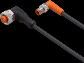 Sensor actuator cable, M8 cable plug, angled, A to M12 cable socket, angled, A, 5 pole/4 pole, 0.3 m, PUR, black, 3 A, EVC376