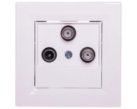 Gniazdo antenowe Asfora TV-SAT-SAT końcowe 1dB białe z ramką EPH3600121