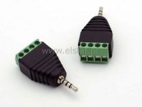 Jack 2,5 wtyk 4-polowy z kostką montażową; 4P