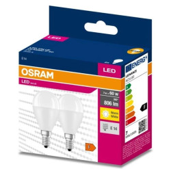 2PAK Żarówka LED E14 P45 7W = 60W 806lm 3000K Ciepła 200 OSRAM VALUE