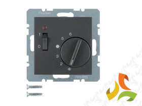 BERKER B.KWADRAT Regulator temperatury pomieszczenia 24V z zestykiem zwiernym i wyłącznikiem antracyt mat 20311606 HAGER