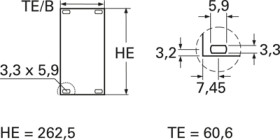 Part front panel, die-cast aluminum, (W x H) 60.6 x 262.5 mm, 12 HP, light gray, 243-612-45