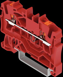 2202-1203 2-wire feed-through terminal, with pusher 2.5 mm², red